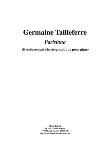 Germaine Tailleferre: Parisiana for solo piano
