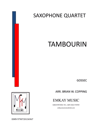 TAMBOURIN – SAXOPHONE QUARTET (arr. BRIAN W. COPPING)