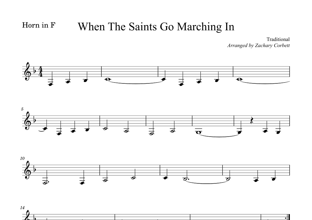 When The Saints Go Marching In (arr. Zachary Corbett)