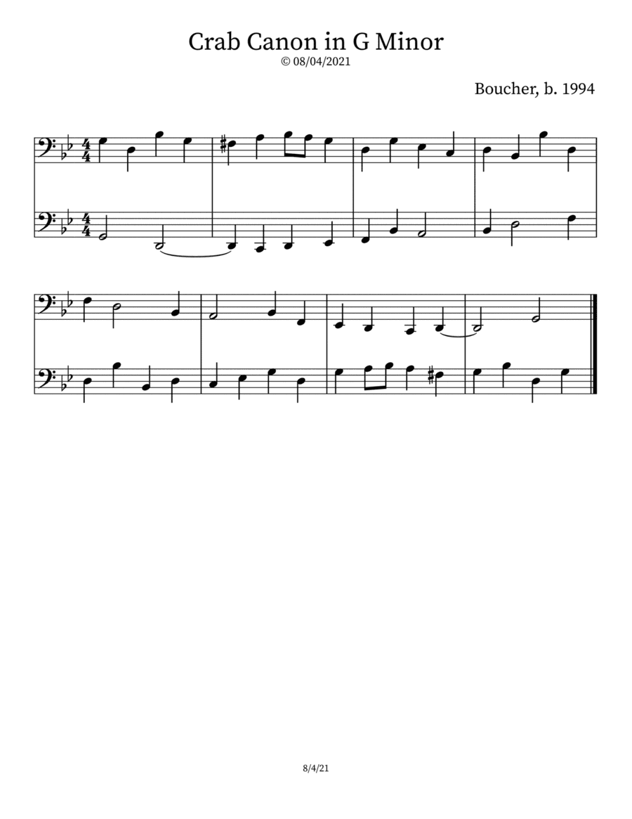 Crab Canon in G Minor