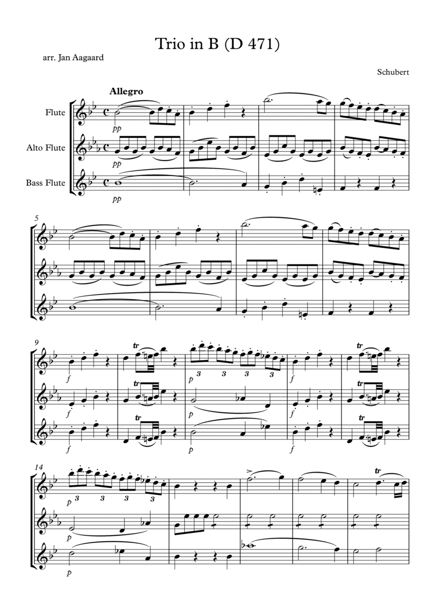 Schubert Trio in Bb (D 471) (arr. Jan Aagaard)