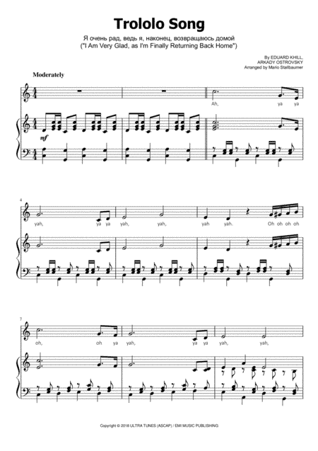 Ya Ochen'rad, Ved'ya, Nakonee, Vozvraschayaus' Domoi (arr. Mario Stallbaumer)