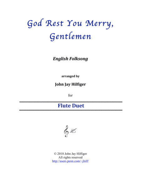 God Rest You Merry, Gentlemen for Flute Duet (arr. John Jay Hilfiger)