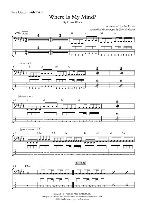 Where Is My Mind? (arr. Joeri de Graaf)