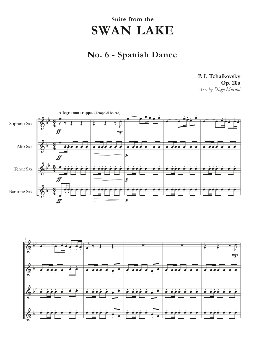 "Spanish Dance" from Swan Lake Suite for Saxophone Quartet (arr. Diego Marani)