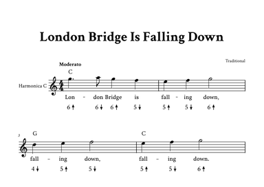 London Bridge Is Falling Down - For Harmonica in C (with TAB and Lyrics) (arr. Yuri Noronha)