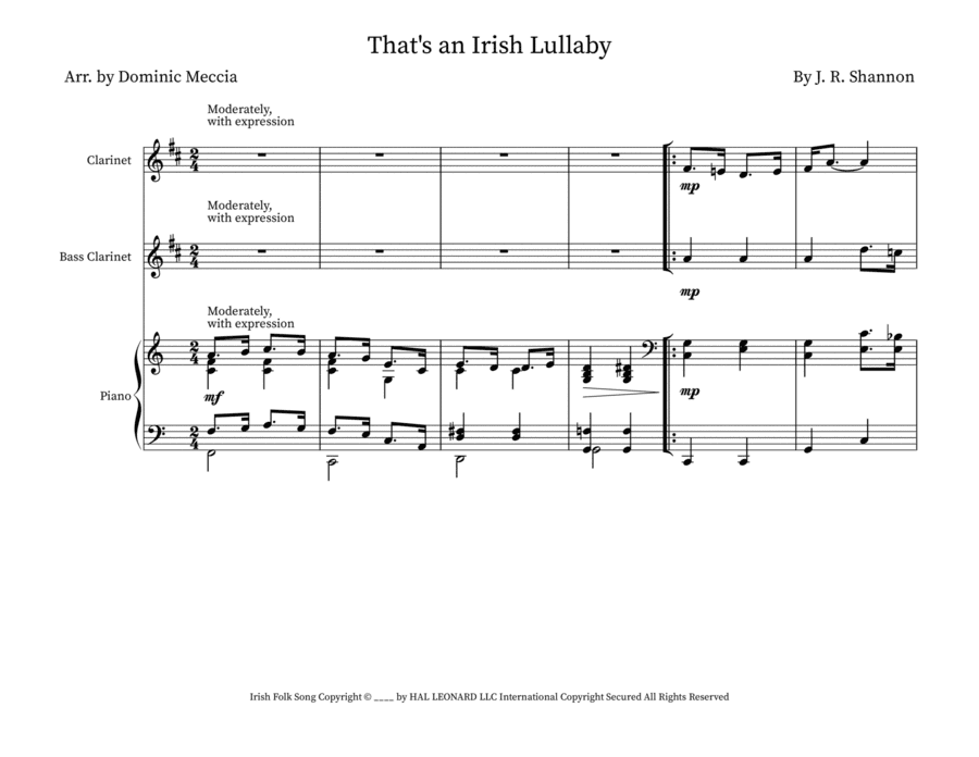 That's An Irish Lullaby (arr. Dominic Meccia)