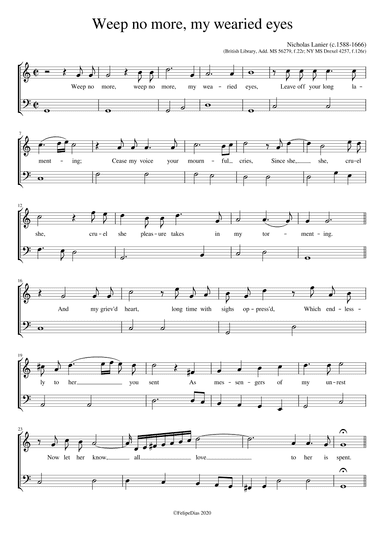 Weep no more my wearied eyes (arr. Early Music Scores)