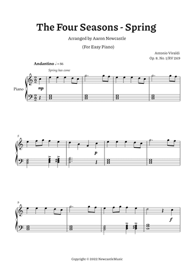 The Four Seasons, Spring | Cmajor version (arr. Aaron Newcastle)