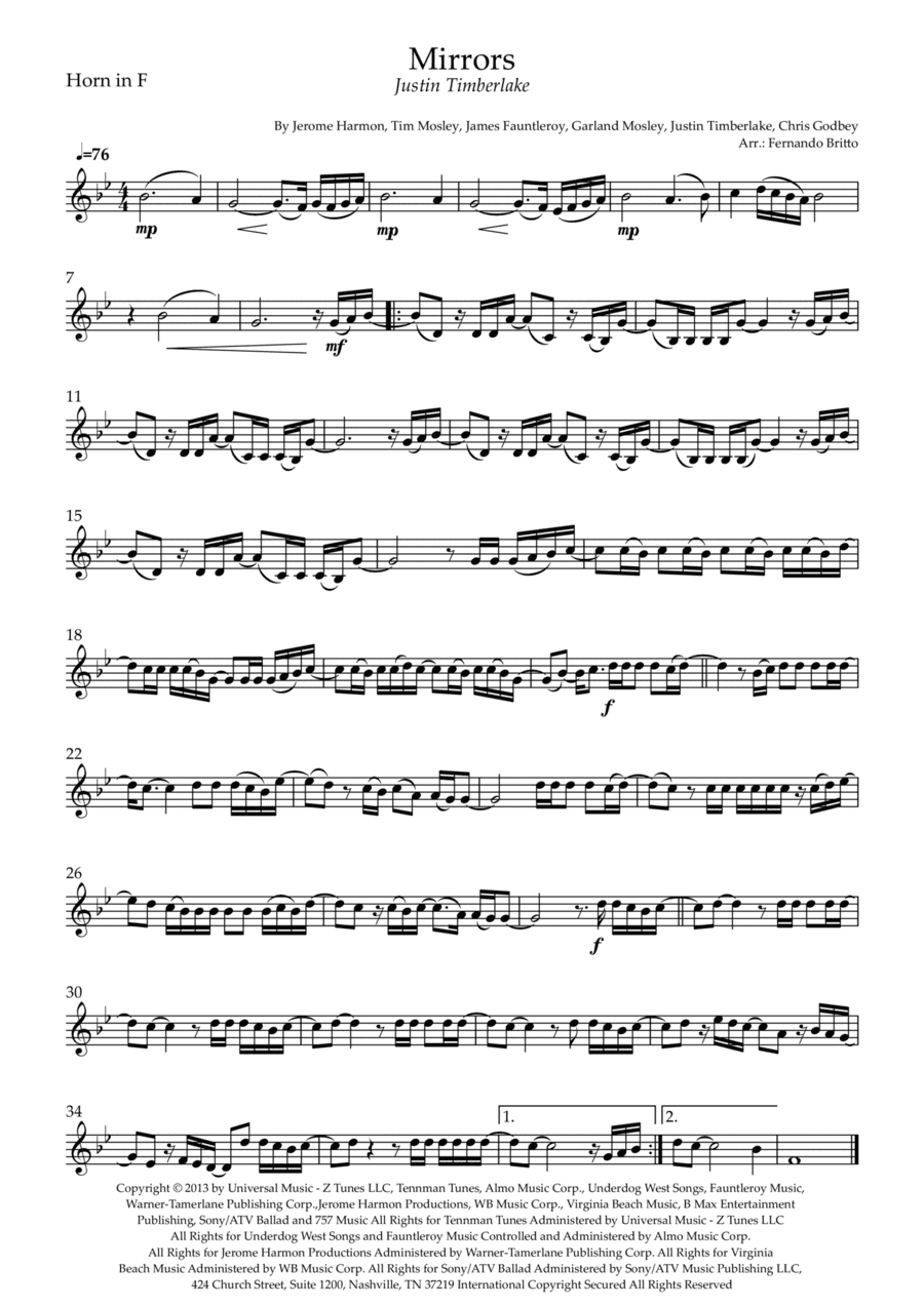 Mirrors (arr. Fernando Britto)