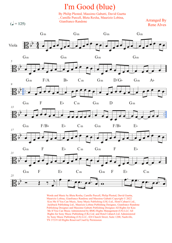 I'm Good (blue) (arr. Rene Alves)