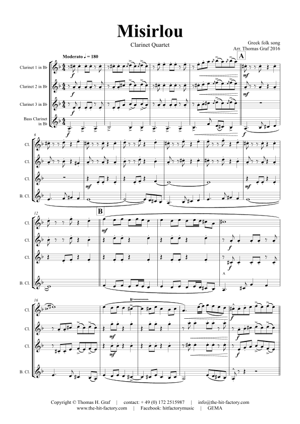 Misirlou - Pulp Fiction - Clarinet Quartet (arr. Thomas Graf)