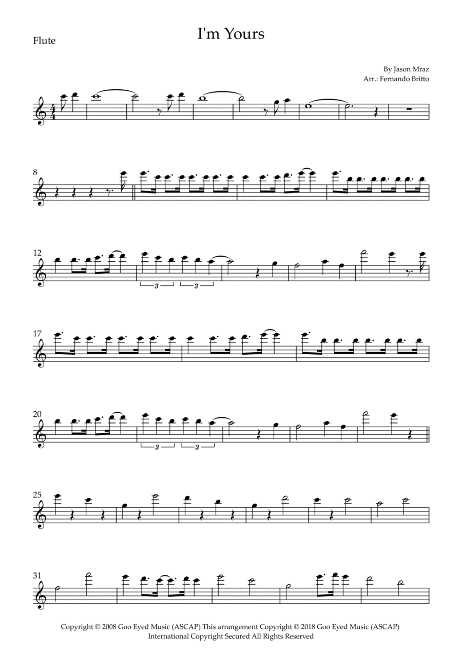 I'm Yours (arr. Fernando Britto)