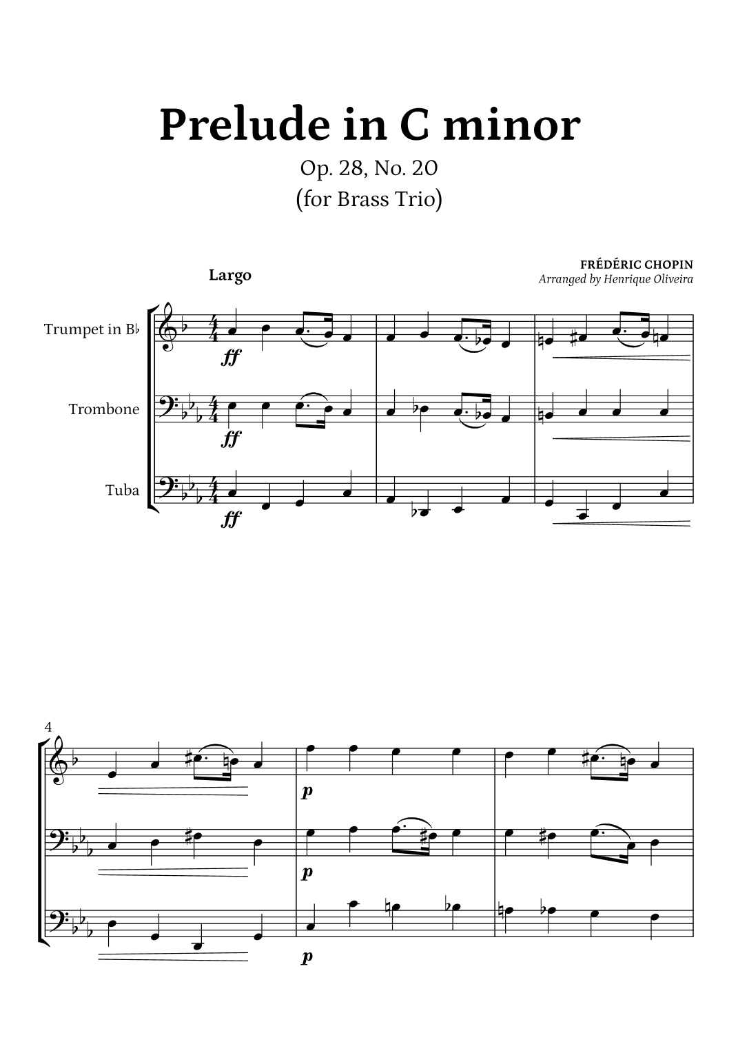 Prelude Op. 28, No. 20 (Brass Trio) - Frédéric Chopin (arr. Henrique Oliveira)