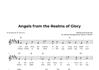Angels from the Realms of Glory (Key of B Major) (arr. R. Salvario)