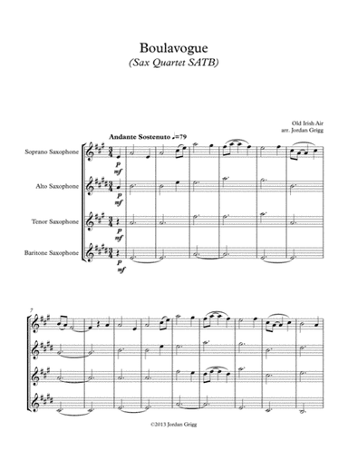 Boulavogue (Sax Quartet SATB) (arr. Jordan Grigg)