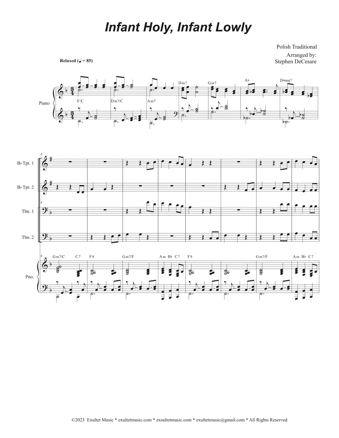 Infant Holy, Infant Lowly (Brass Quartet and Piano - Alternate Version) (arr. Stephen DeCesare)