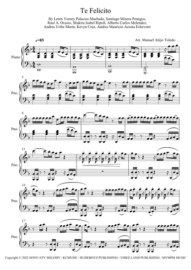 Te Felicito (arr. Manuel Alejo Toledo)