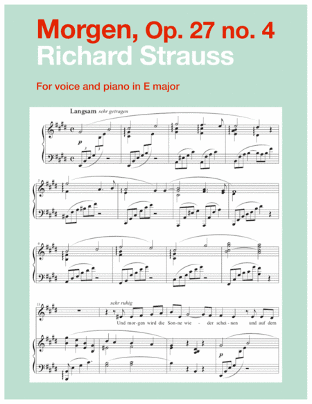 Morgen, Op. 27 no. 4 (E major) (arr. Art Song Transpositions)