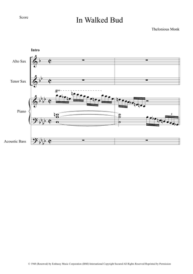 In Walked Bud (arr. The Sheet Music Library)
