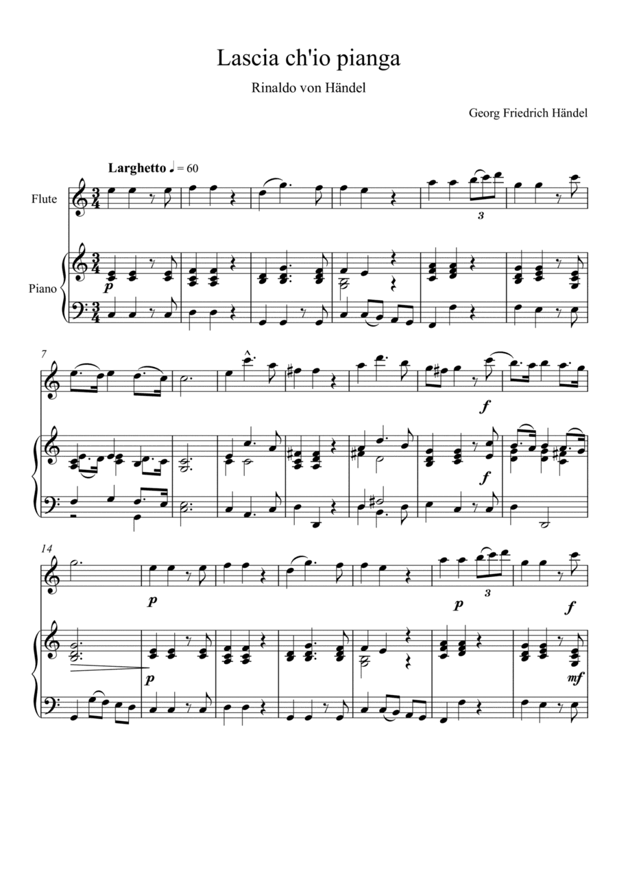 Georg Friedrich Handel - Lascia ch'io pianga (Flute Solo) (arr. André Laitano)