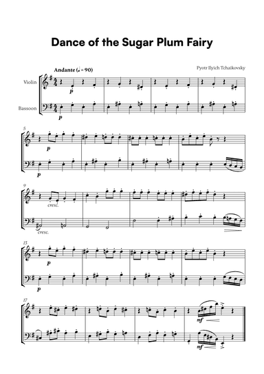 Tchaikovsky - Dance of the Sugar Plum Fairy (for Violin and Bassoon) (arr. Cadenza Editions)