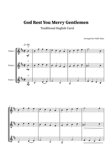 God Rest You Merry Gentlemen - Violin Trio (arr. Valdir Maia)