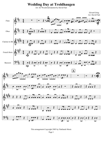 Wedding Day At Troldhaugen for Woodwind Quintet (arr. David Flatt)