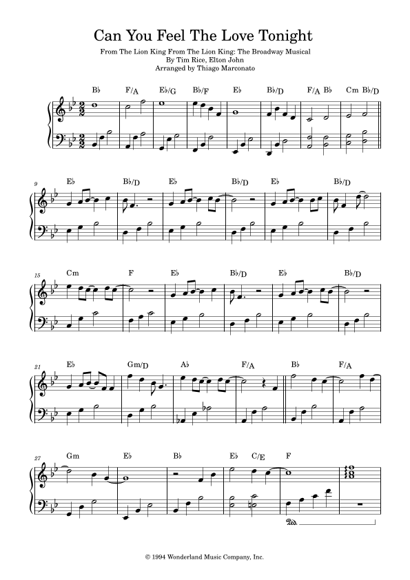 Can You Feel The Love Tonight (arr. Thiago Marconato)