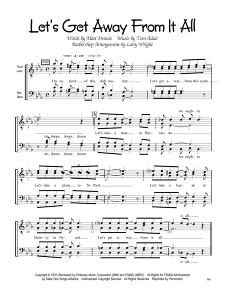 Let's Get Away From It All (arr. Larry Wright)