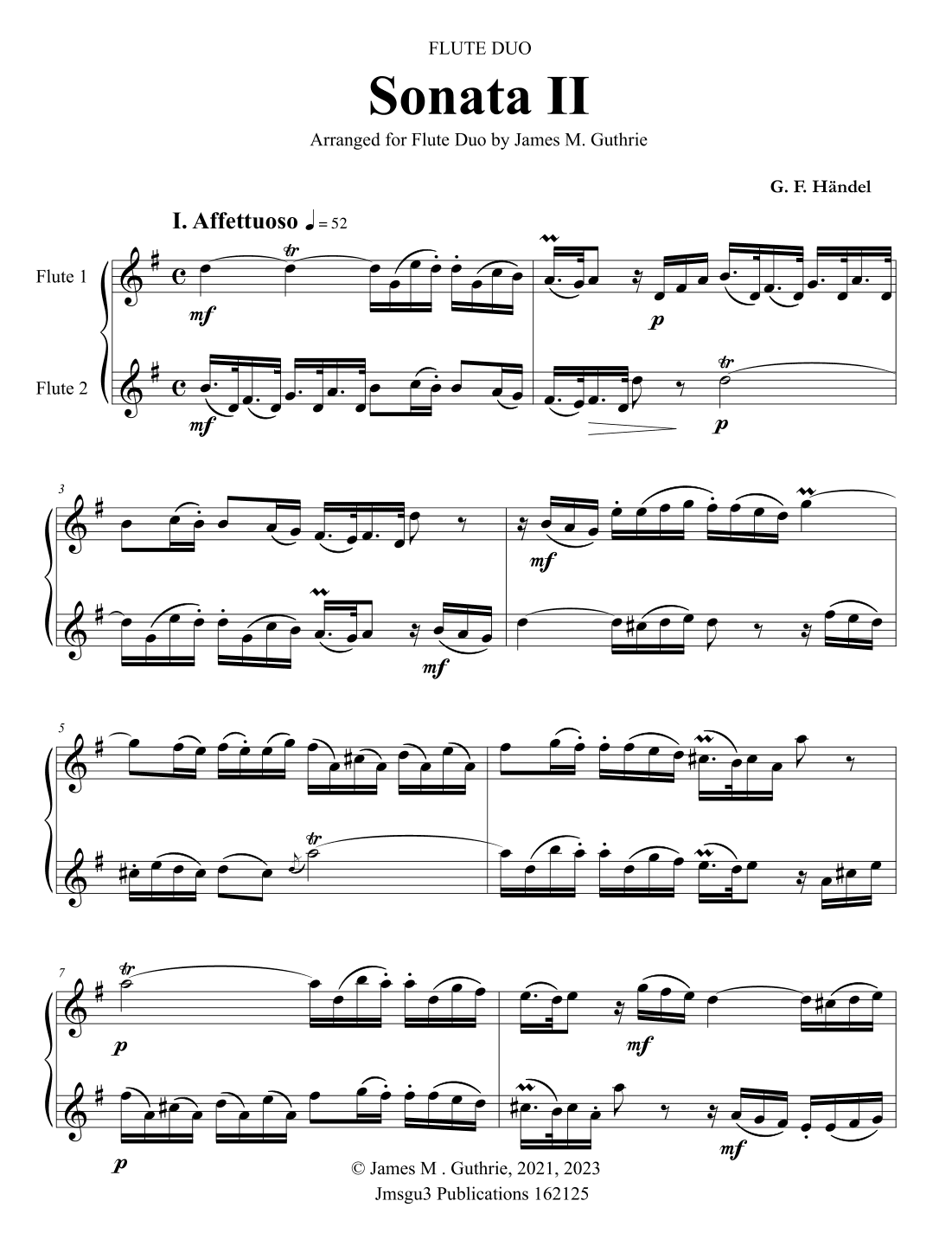Handel: Sonata No. 2 for Flute Duo (arr. James M. Guthrie)