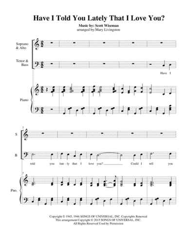Have I Told You Lately That I Love You (arr. Mary Livingston)