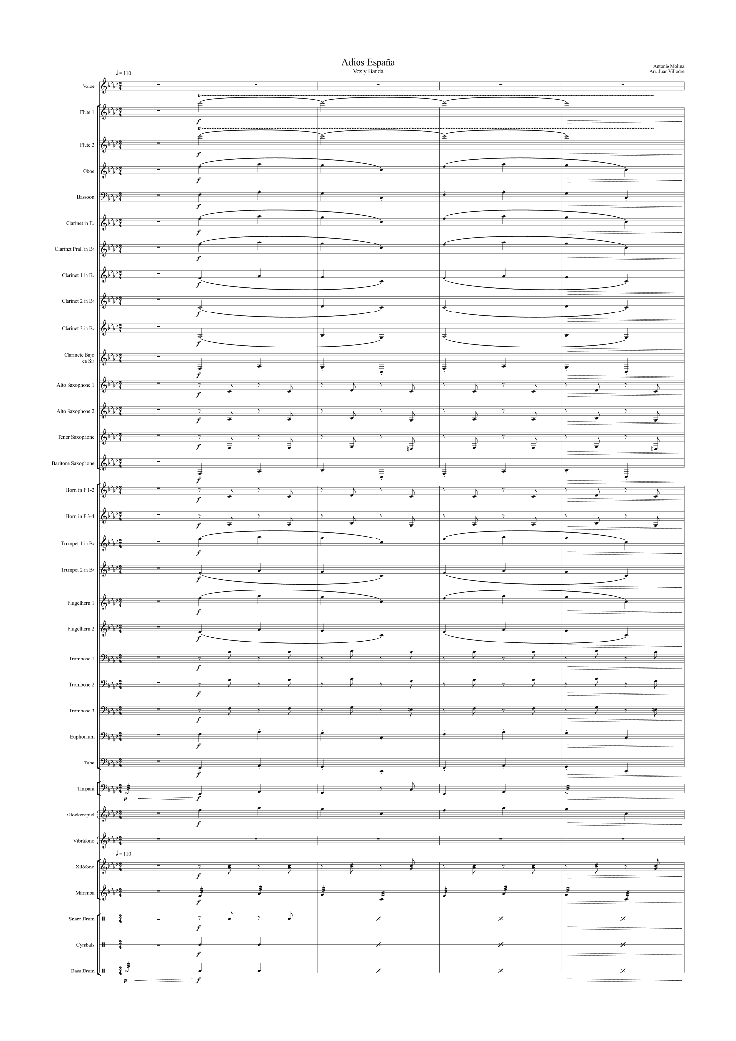Adios España (arr. Juan Villodre)