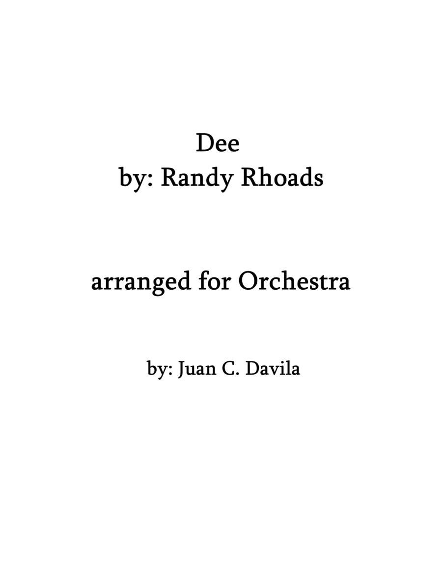 Dee (arr. Juan Carlos Davila)