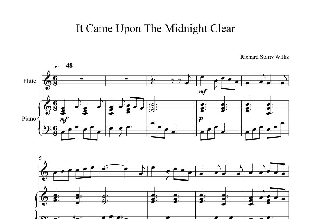 It Came Upon The Midnight Clear - Richard Storrs Willis (Flute + Piano) (arr. Digital Book Music)