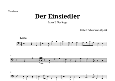 Der Einsiedler by Schumann for Trombone (arr. Langanho)