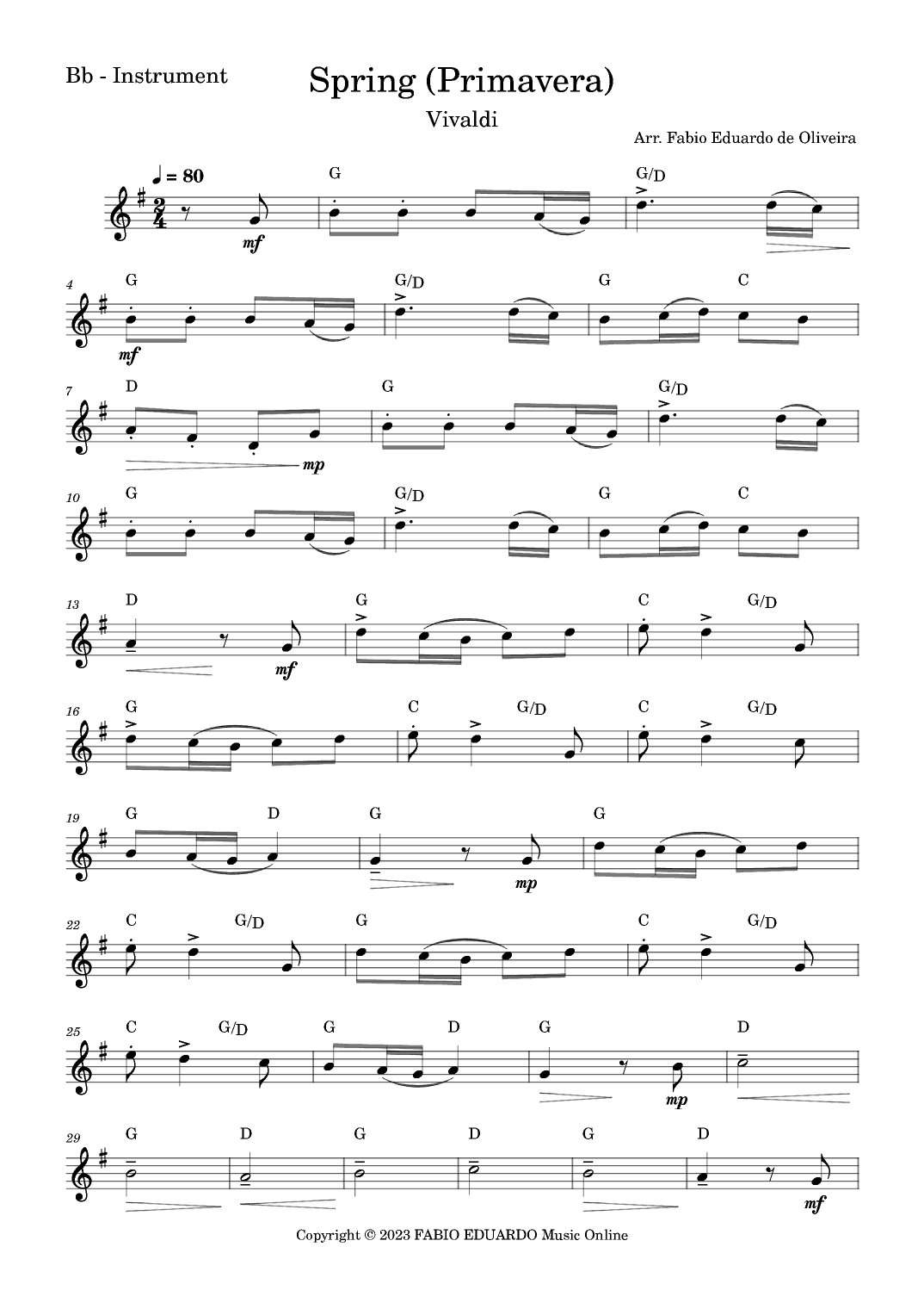 Spring (The Four Seasons - Vivaldi) (arr. Fabio Eduardo de Oliveira)