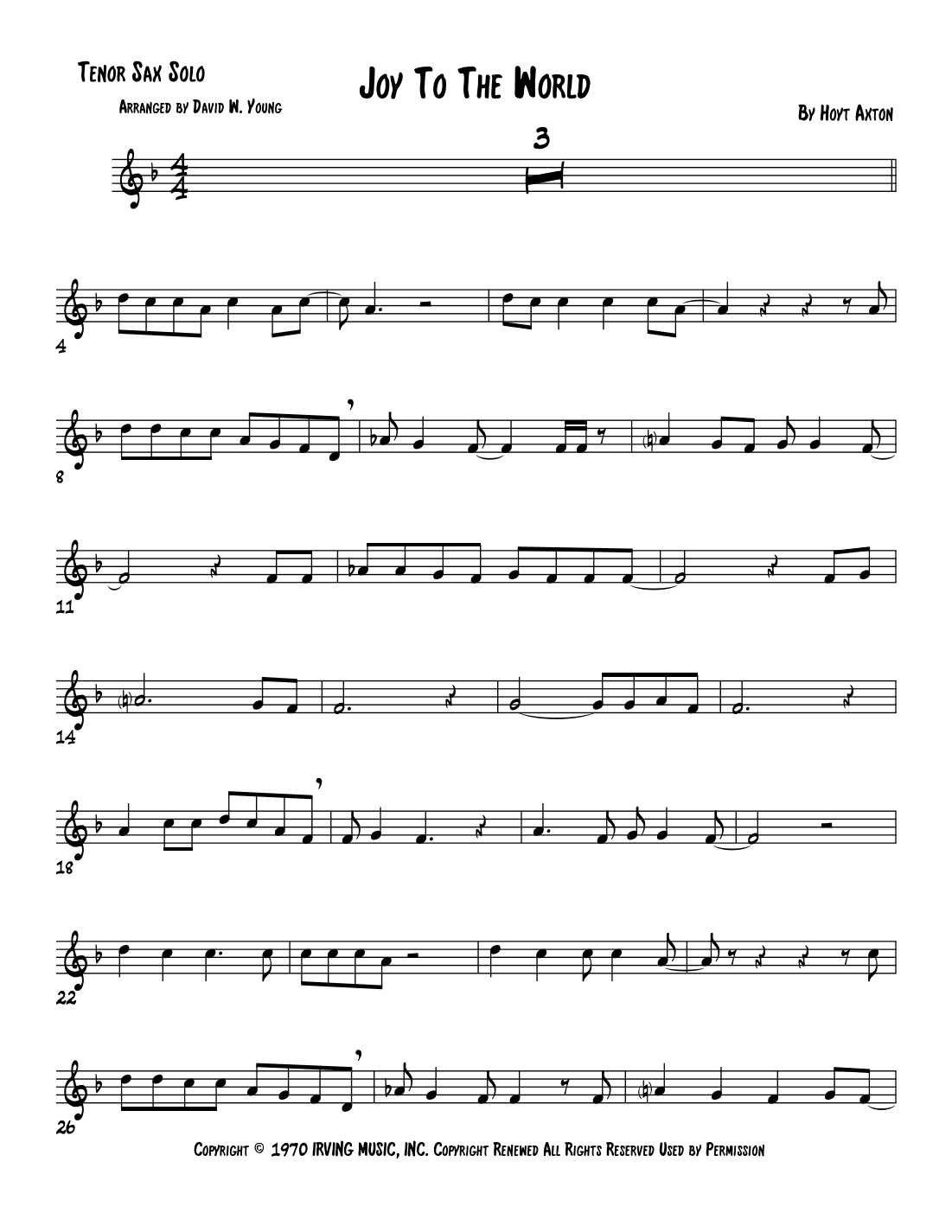Joy To The World (arr. David W. Young)