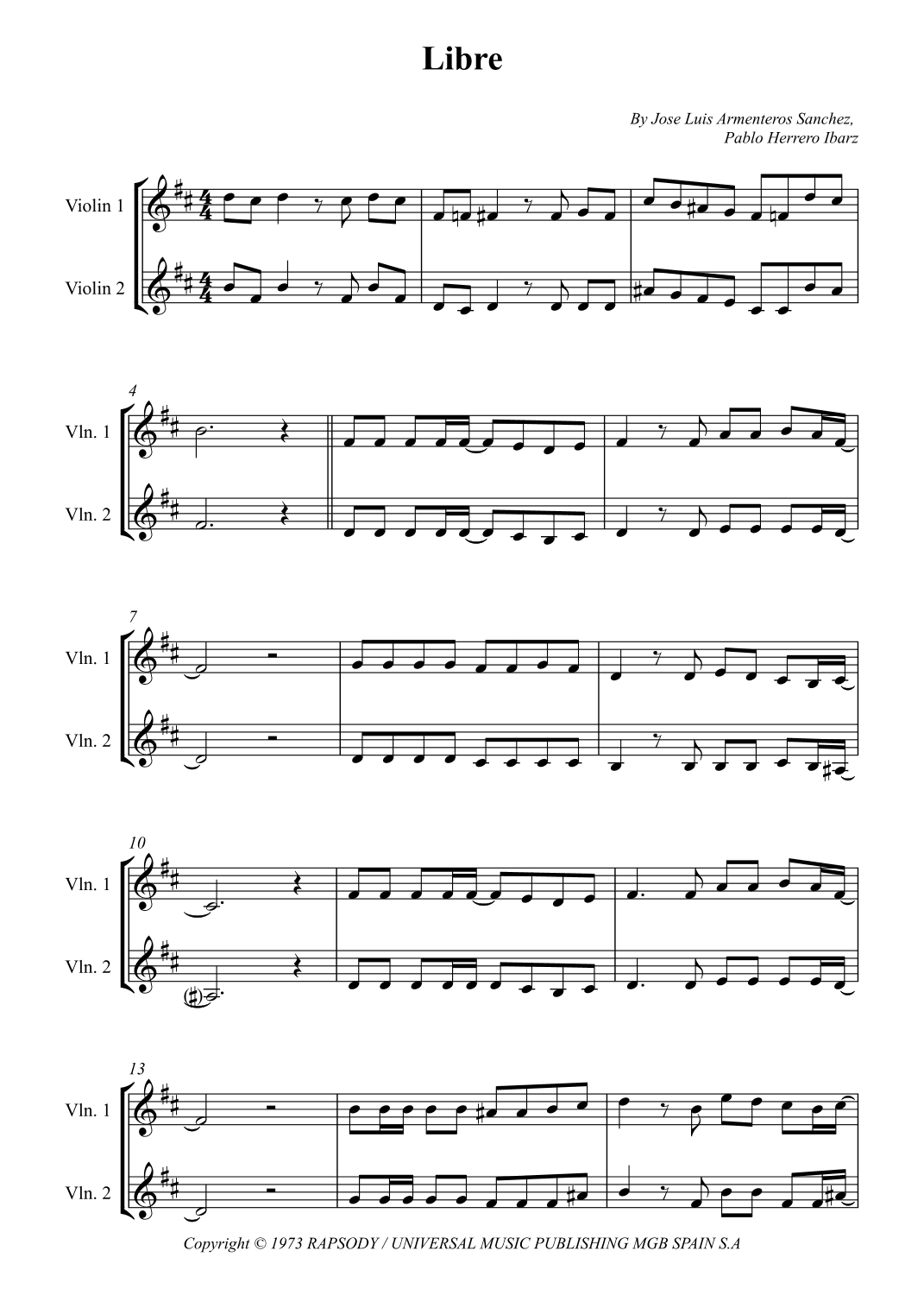 Libre (arr. Wesley S. SIlva)