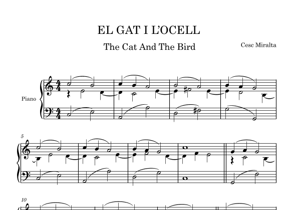 EL GAT I L'OCELL Pno Solo