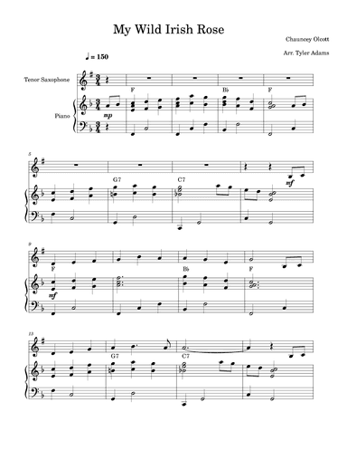 My Wild Irish Rose (Tenor Sax and Piano) (arr. Tyler Adams)