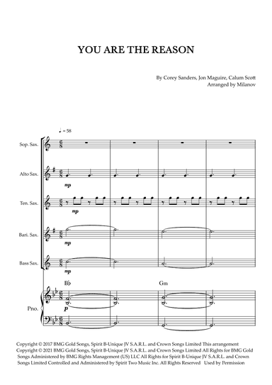 You Are The Reason (arr. Milanov)