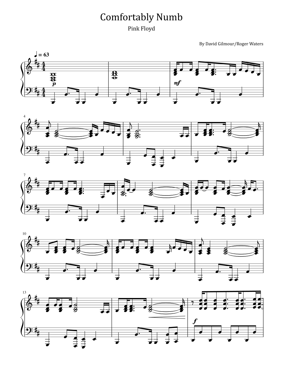 Comfortably Numb (arr. poon)