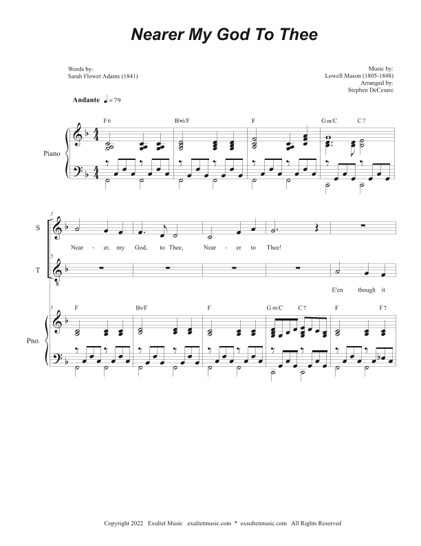 Nearer My God To Thee (Duet for Soprano and Tenor solo - Medium Key) (arr. Stephen DeCesare)