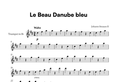 Johann Strauss II - Le Beau Danube bleu for Trumpet in Bb Solo (arr. Cadenza Editions)