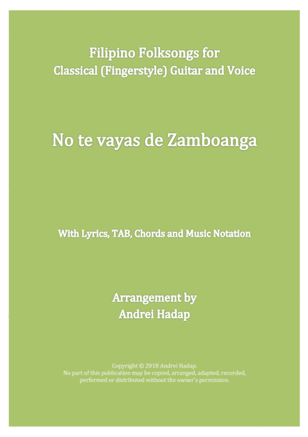 No te vayas de Zamboanga (Fingerstyle Guitar with TAB) (arr. Andrei Hadap)