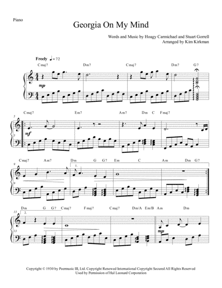 Georgia On My Mind (arr. Kim Kirkman)