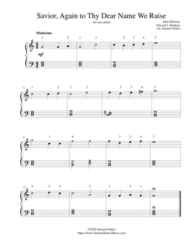 Savior, Again to Thy Dear Name We Raise - for easy piano (arr. Samuel Stokes)