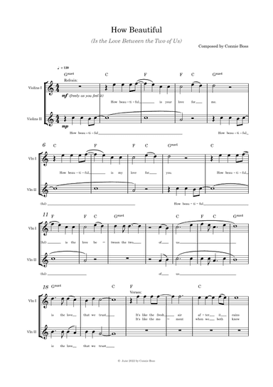 How Beautiful (Is the Love Between the Two of Us) - Violin duet