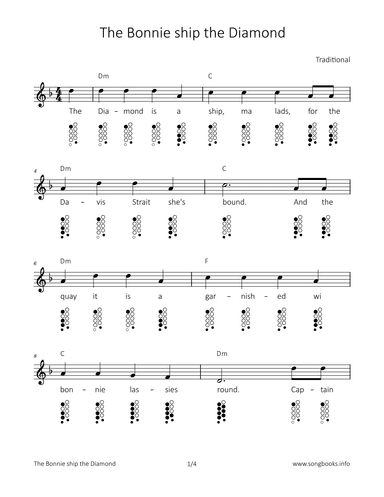 The Bonnie ship the Diamond (arr. songbooks.info)